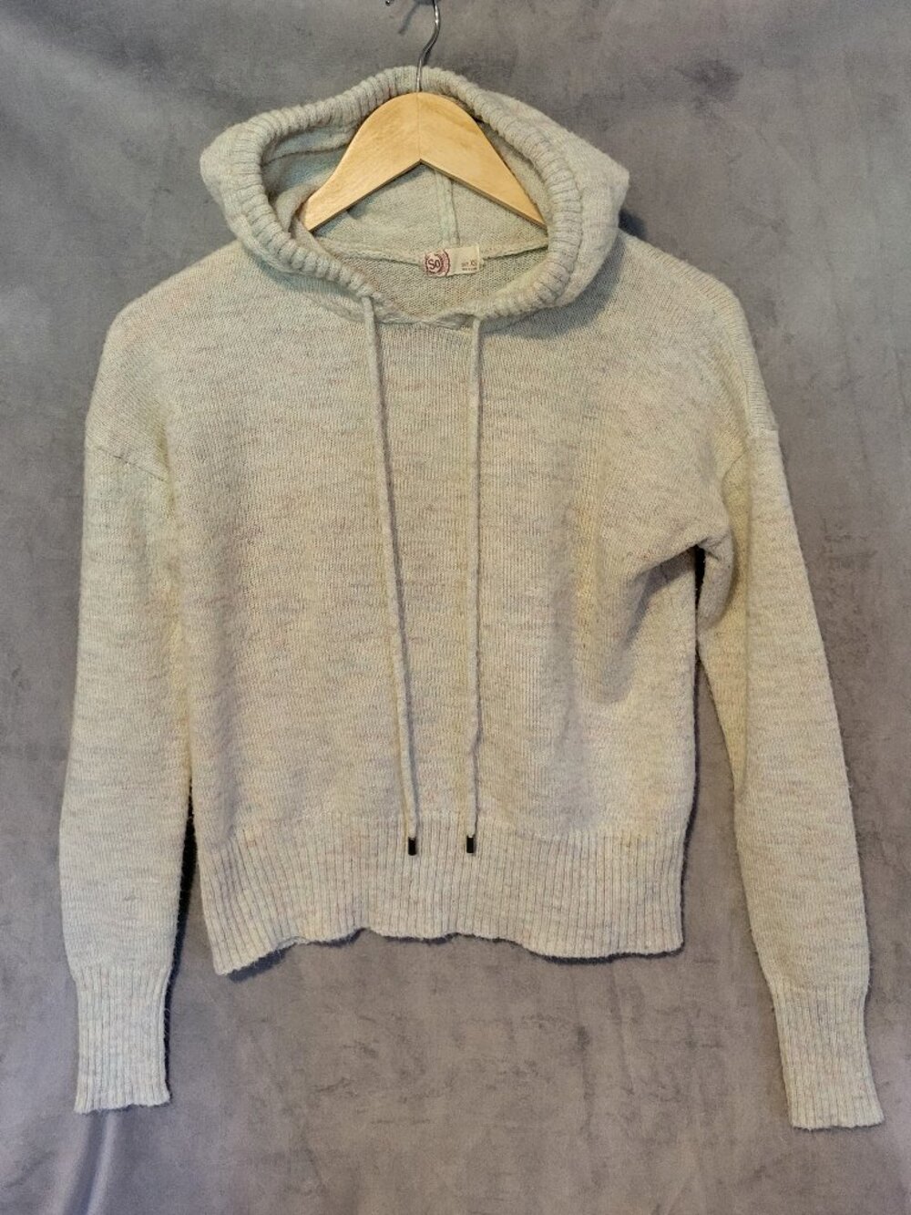 So Juniors Hooded Sweater Ivory W/multicolor Spec Colors Size X Small